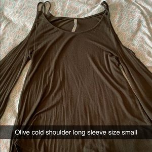 Olive green cold shoulder long sleeve